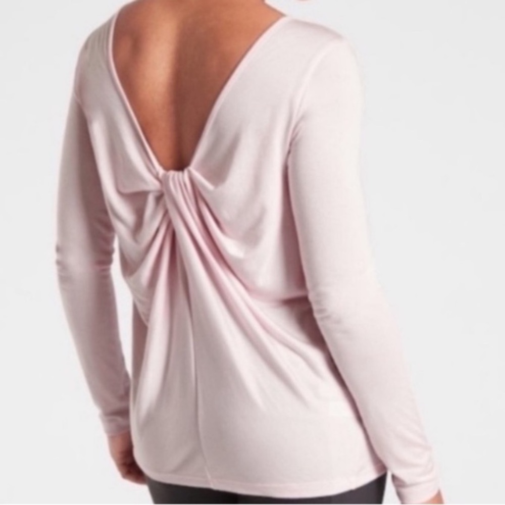 🍒Athleta Modal Top 2020 “Waterfall” Long Sleeve Low Back - Size S - Pink - NWT